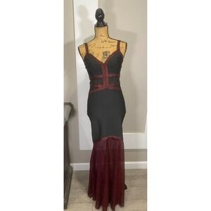 WOW couture Black and Red Long Sleeve Evening Gown